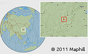 Savanna Style Location Map of Fenxi, hill shading