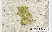 Satellite Map of Fenxi, shaded relief outside