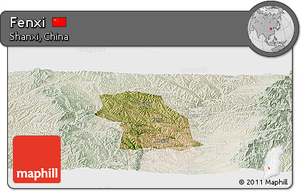 Satellite Panoramic Map of Fenxi, lighten