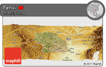 Satellite Panoramic Map of Fenxi, physical outside