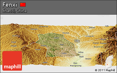 Satellite Panoramic Map of Fenxi, physical outside