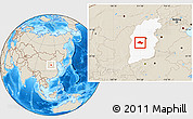 Shaded Relief Location Map of Fenyang, highlighted parent region