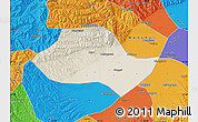 Shaded Relief Map of Fenyang, political outside