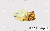 Physical Map of Jiang Xian, cropped outside