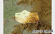 Physical Map of Jiang Xian, darken