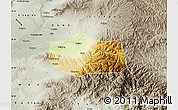 Physical Map of Jiang Xian, semi-desaturated