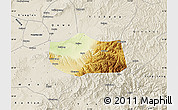 Physical Map of Jiang Xian, shaded relief outside