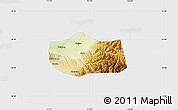 Physical Map of Jiang Xian, single color outside