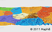 Physical Panoramic Map of Jiang Xian, political outside