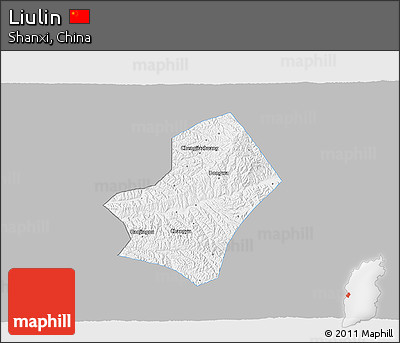 Gray 3D Map of Liulin, single color outside