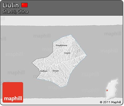Gray 3D Map of Liulin, single color outside