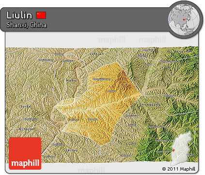 Physical 3D Map of Liulin, satellite outside