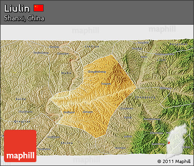 Physical 3D Map of Liulin, satellite outside
