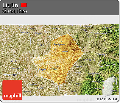 Physical 3D Map of Liulin, satellite outside