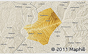 Physical 3D Map of Liulin, shaded relief outside