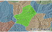Political 3D Map of Liulin, semi-desaturated