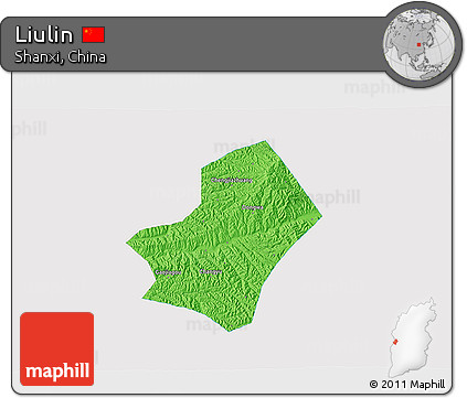 Political 3D Map of Liulin, single color outside