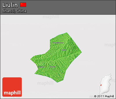Political 3D Map of Liulin, single color outside