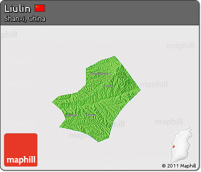 Political 3D Map of Liulin, single color outside