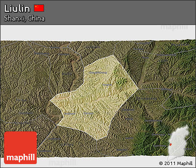 Satellite 3D Map of Liulin, darken