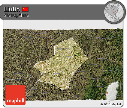 Satellite 3D Map of Liulin, darken