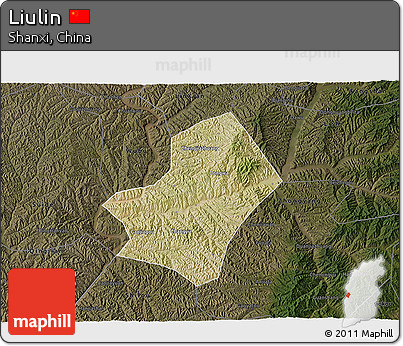 Satellite 3D Map of Liulin, darken