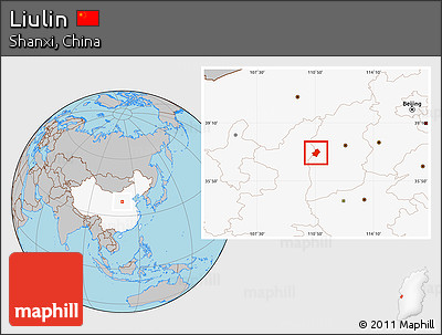 Gray Location Map of Liulin, highlighted country