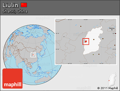 Gray Location Map of Liulin, highlighted parent region