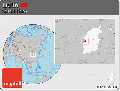 Gray Location Map of Liulin, highlighted parent region