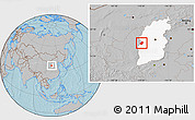 Gray Location Map of Liulin, highlighted parent region, hill shading