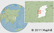 Savanna Style Location Map of Liulin, highlighted parent region, hill shading