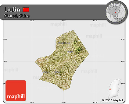 Satellite Map of Liulin, single color outside