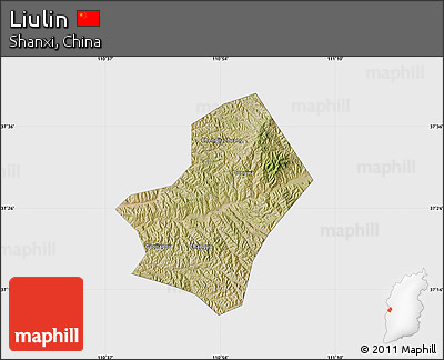Satellite Map of Liulin, single color outside