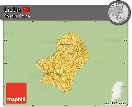 Savanna Style Map of Liulin, single color outside
