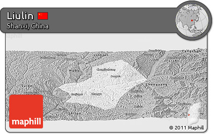 Gray Panoramic Map of Liulin