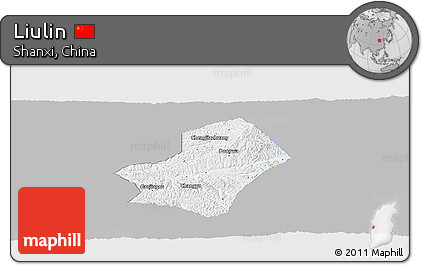 Gray Panoramic Map of Liulin, single color outside