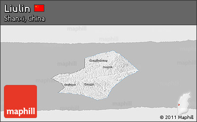 Gray Panoramic Map of Liulin, single color outside