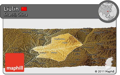 Physical Panoramic Map of Liulin, darken