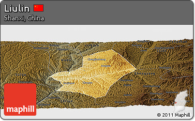 Physical Panoramic Map of Liulin, darken