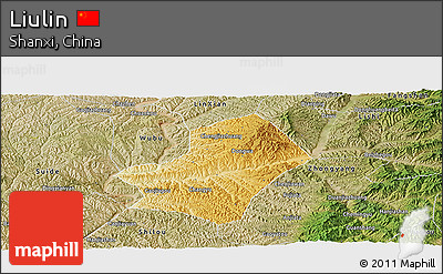 Physical Panoramic Map of Liulin, satellite outside