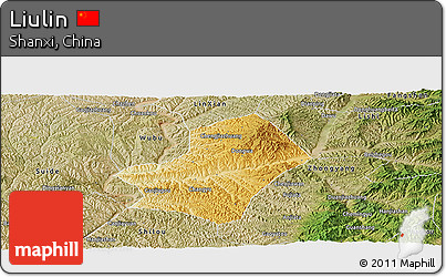 Physical Panoramic Map of Liulin, satellite outside