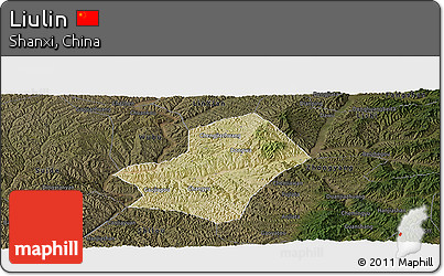Satellite Panoramic Map of Liulin, darken
