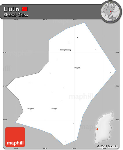Gray Simple Map of Liulin, single color outside