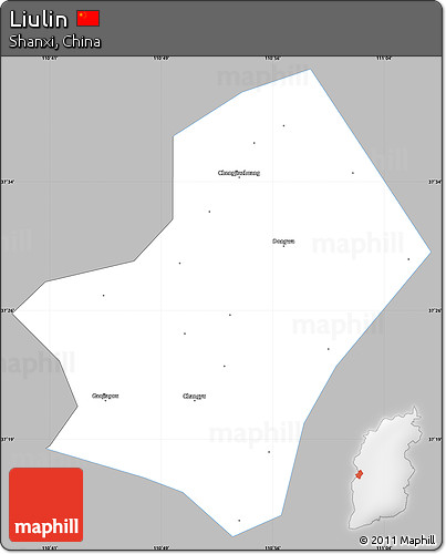 Gray Simple Map of Liulin, single color outside