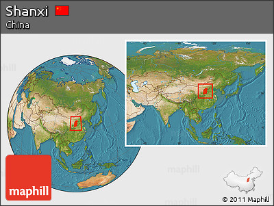 Satellite Location Map of Shanxi, within the entire country