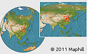 Satellite Location Map of Shanxi, within the entire country