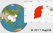 Satellite Location Map of Shanxi, highlighted country