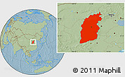 Savanna Style Location Map of Shanxi, hill shading