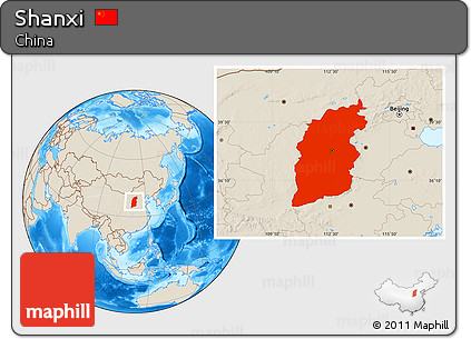 Shaded Relief Location Map of Shanxi