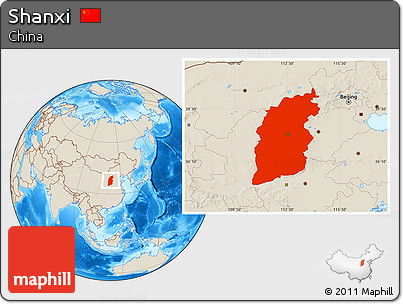 Shaded Relief Location Map of Shanxi